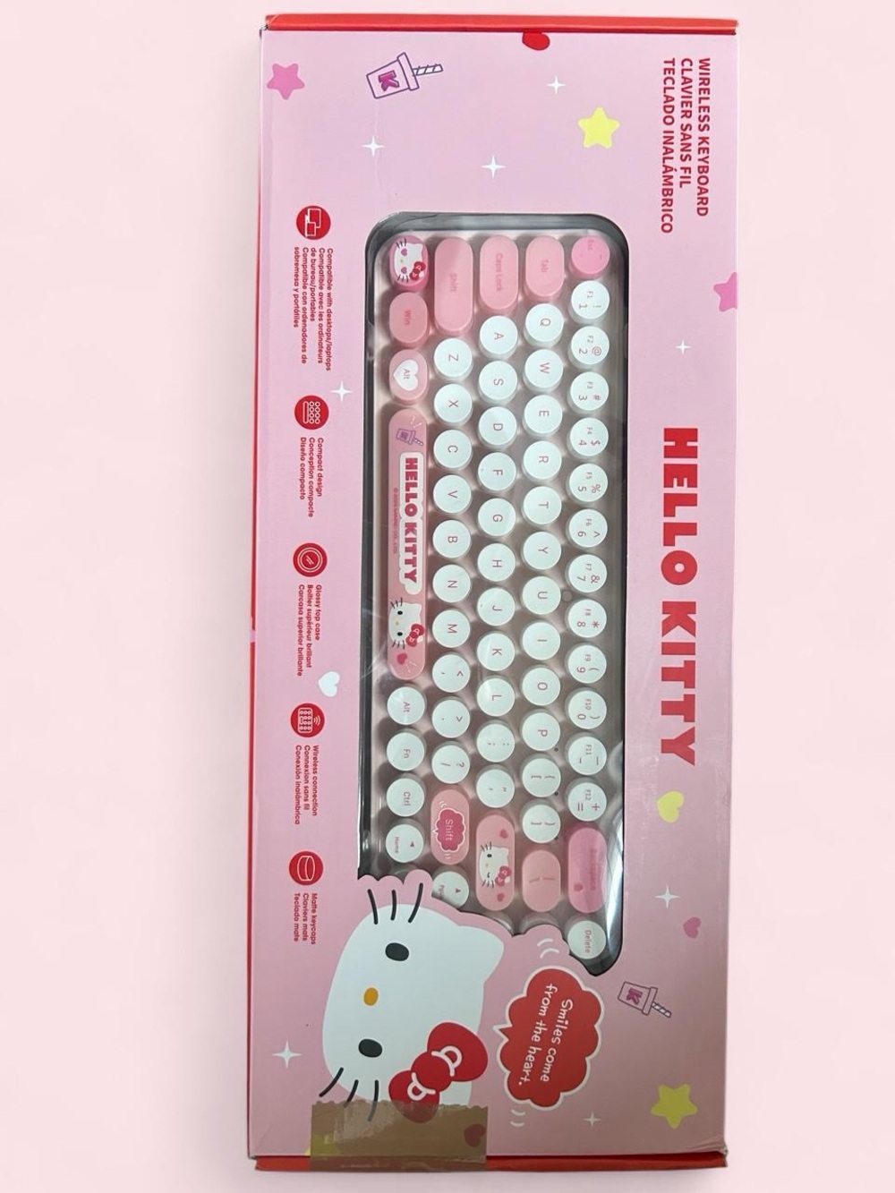 Sanrio Hello Kitty Pink and White Wireless Keyboard